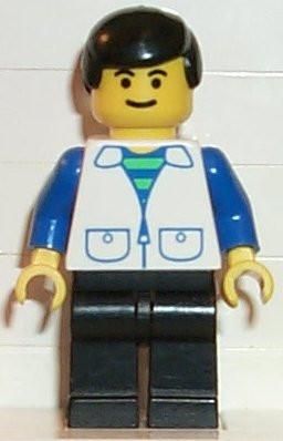 LEGO Minifigure-Suit with 2 Pockets White - Black Legs, Black Male Hair-Town / Classic Town-TRN094-Creative Brick Builders